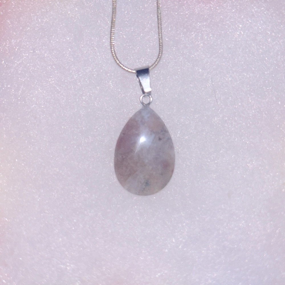 Boho hippie Moss Agate Sterling Silver 16” Necklace